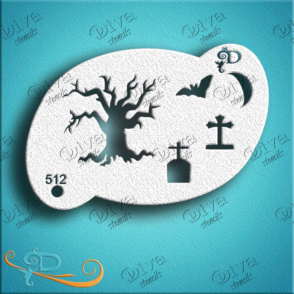 DIVA STENCILS - Classic - 512 - Scary Tree - GRIMAGES.COM