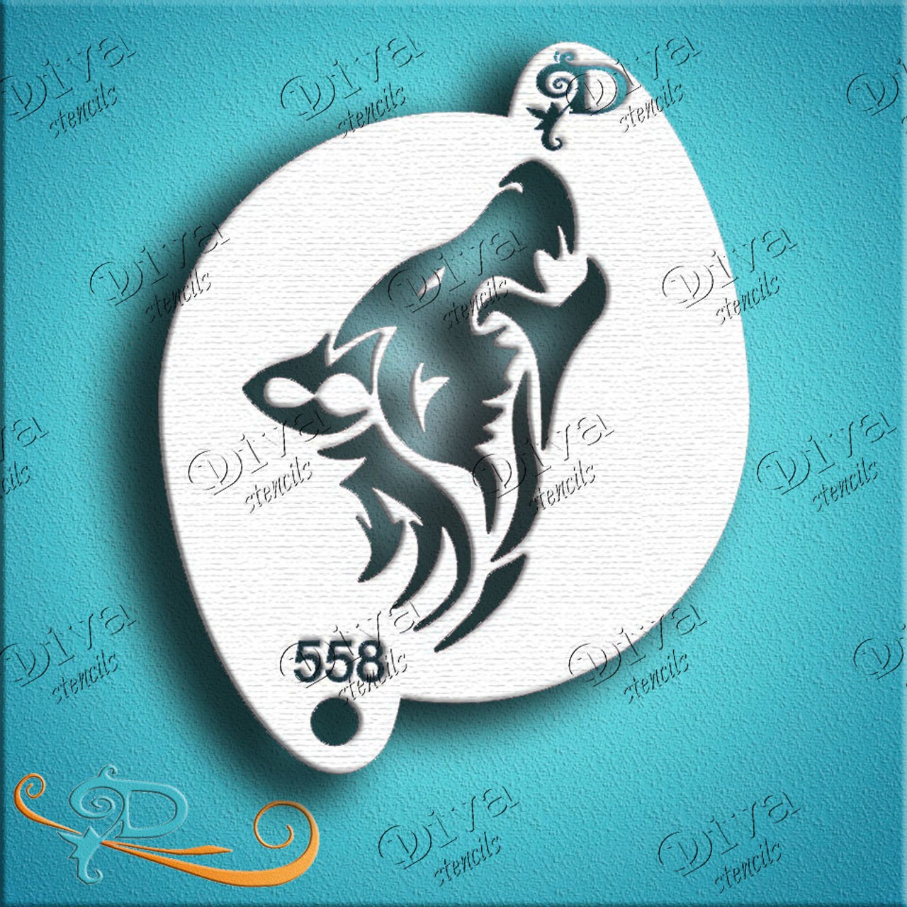 DIVA STENCILS - Small - 558 - Tribal Wolf #1 - GRIMAGES.COM